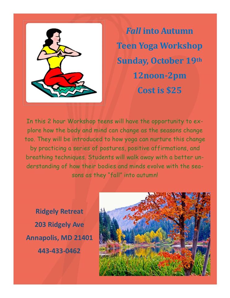 Teen Yoga Workshop this Sunday at Ridgely Retreat